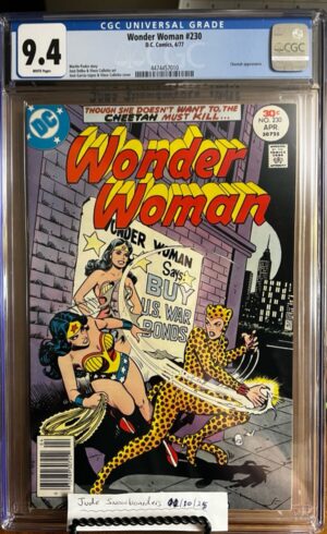 Wonder Woman #230 9.4 CGC: 1977, Wonder Woman vs. Cheetah cover!!