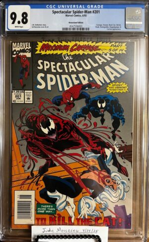 Spectacular Spider-Man #201 9.8 CGC Newsstand KEY: 1993 Newsstand; Carnage, Venom and Black Cat cover!