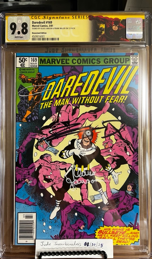 Daredevil #169 NEWSSTAND 9.8 CGC SS Signed by Frank Miller & Klaus Janson! KEY: 2nd app of Elektra!