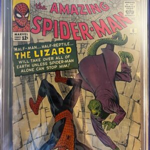 Amazing Spider-Man #6 4.0 CGC KEY: 1st app and origin of the Lizard (Doctor Curtis Connors).