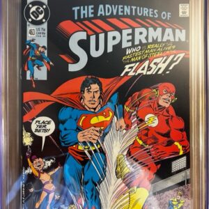 Adventures of Superman #463 9.8 CGC NEWSSTAND Flash vs Superman Race!