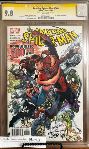 Amazing Spider-Man #500 9.8 CGC SS Signed by John Romita Jr. KEY: Cover by J. Scott Campbell
