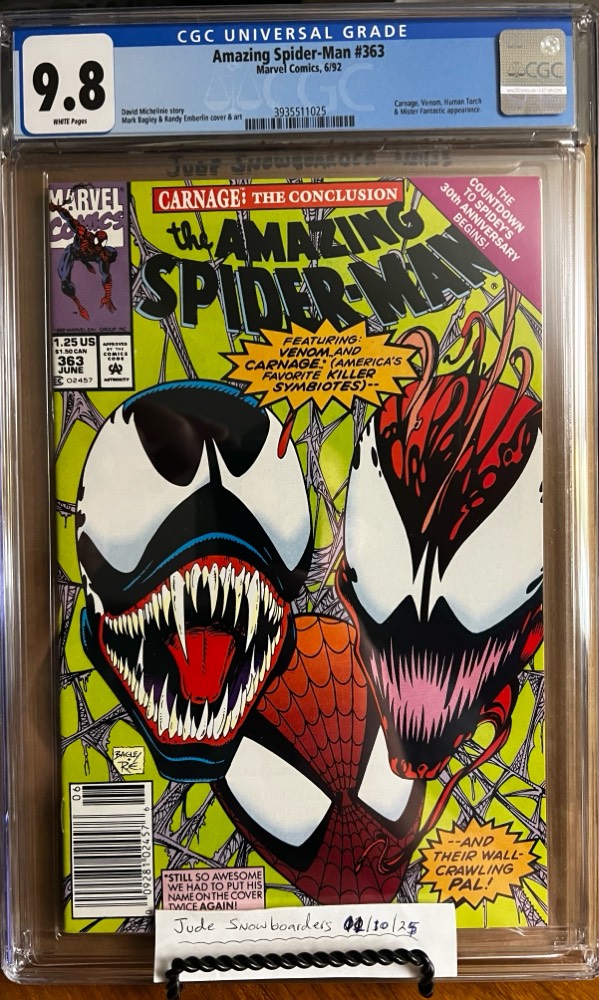 Amazing Spider-Man #363 9.8 CGC NEWSSTAND KEY: 3rd app of Carnage