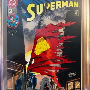 Superman #75 9.8 NEWSSTAND CGC SS 2X Signed by Dan Jurgens & Brett Breeding! KEY: Death of Superman/Death of Doomsday