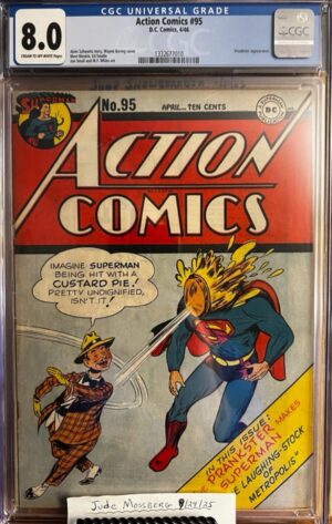 Action Comics #95 8.0 CGC 1946 Rare High Grade Superman! Prankster app. GOLDEN AGE