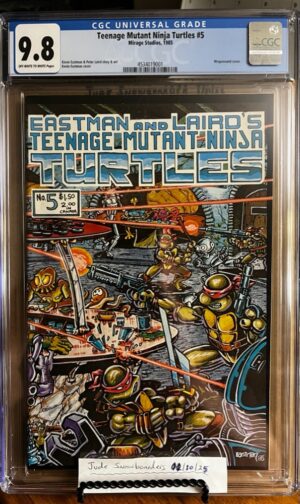 Teenage Mutant Ninja Turtles #5 9.8 CGC KEY: 1st Lettering by long time TMNT letterer Steve Lavigne