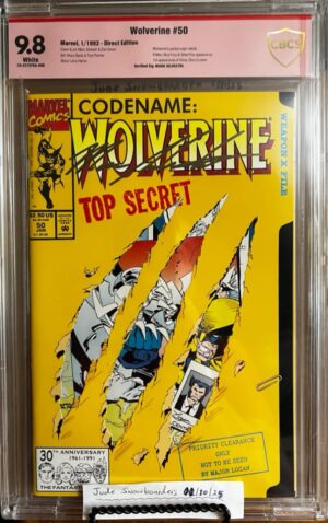 Wolverine #50 9.8 CBCS SS Signed by Mark Silvestri! KEY: 1st app of Shiva, a Weapon X hunting robot