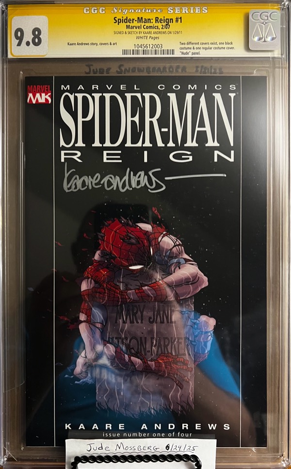 Spider-Man Reign #1 9.8 CGC SS Signed/Sketched by Kaare Andrews! Recalled/Naked Peter Parker!