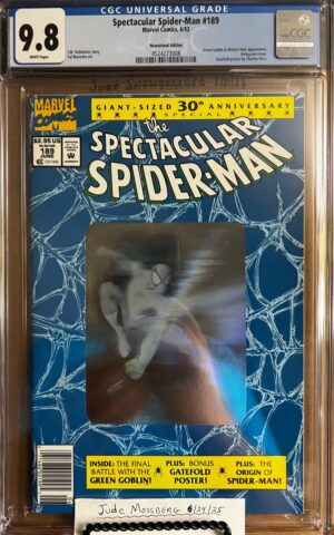 Spectacular Spider-Man #189 NEWSSTAND 9.8 CGC KEY: 1992 Hologram Cover HTF UPC!