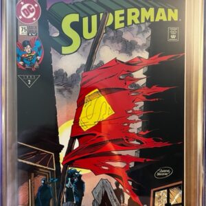 Superman #75 NEWSSTAND 9.8 CGC KEY: Rare 4th Printing Newsstand Edition!! Death of Superman/Doomsday