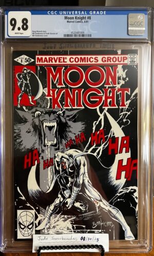 Moon Knight #8 9.8 CGC KEY: Cover art by Bill Sienkiewicz! HTF Black Cover!