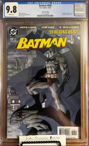 Batman #608 2nd print 9.8 CGC KEY: Variant second printing cover art by Jim Lee