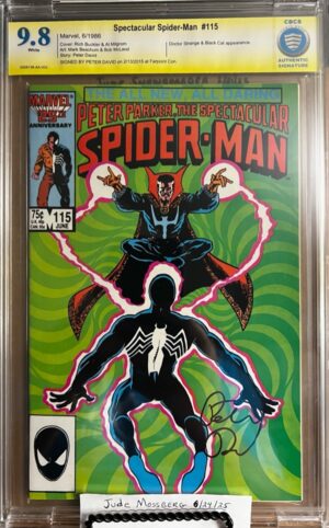 Spectacular Spider-Man #115 9.8 CBCS SS Signed by Peter David. KEY: 3rd cameo of the Foreigner!