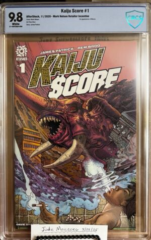 Kaiju Score #1 9.8 CBCS Variant Retailer Incentive 1:15, Writers Brian and Mark Gunn adapting for Sony