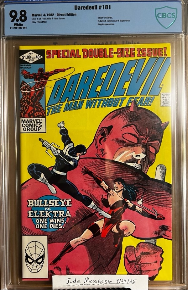 Daredevil #181 9.8 CBCS KEY: Death of Elektra, Punisher Cameo!