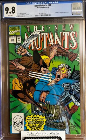 New Mutants #93 9.8 CGC KEY: Early Liefeld/McFarlane colab, 1st meeting/battle of Cable & Wolverine