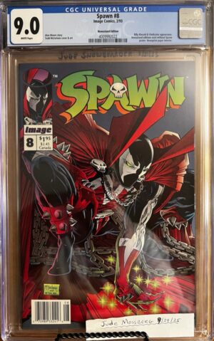 Spawn #8 NEWSSTAND 9.0 CGC KEY: 1st app of Vindicator, Origin of Hell