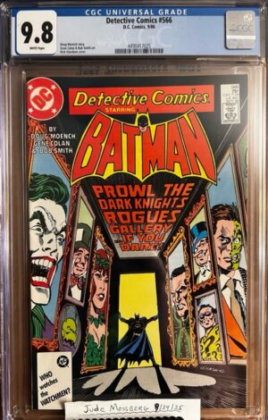 Detective Comics #566 9.8 CGC KEY: Classic cover art by Dick Giordano featuring Batman's Rogues Gallery